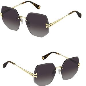 New In Case Marc Jacobs Rimless Frame Sunglasses Color Gold & Havana